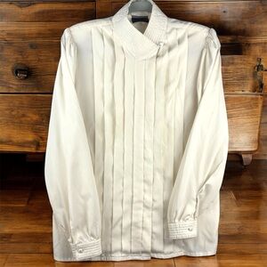 VTG Ann Chabrol Elegant Cream Pleated Button Down Shirt Women’s Sz 12